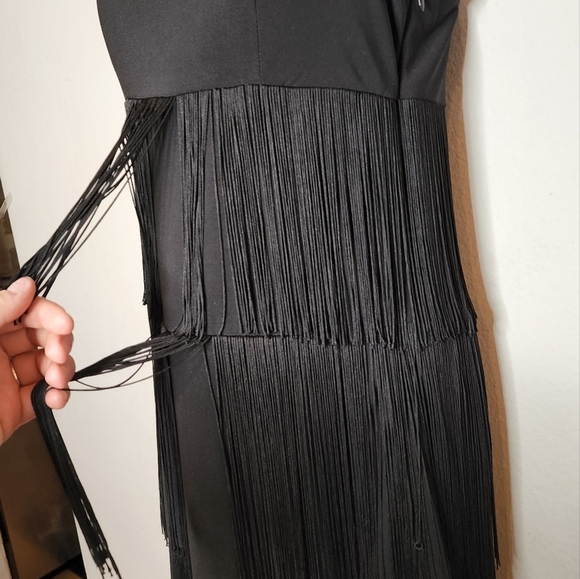 Boston Proper fringe black mini dress sleeveless size xs - Picture 7 of 13